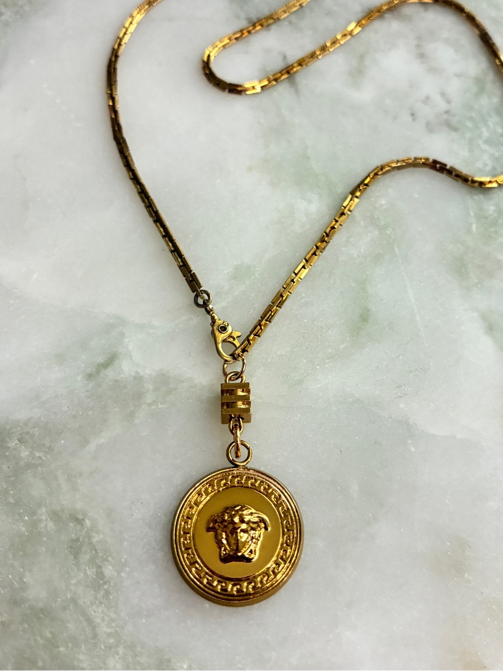 Versace Medusa Button Charm Necklace Upcycled
